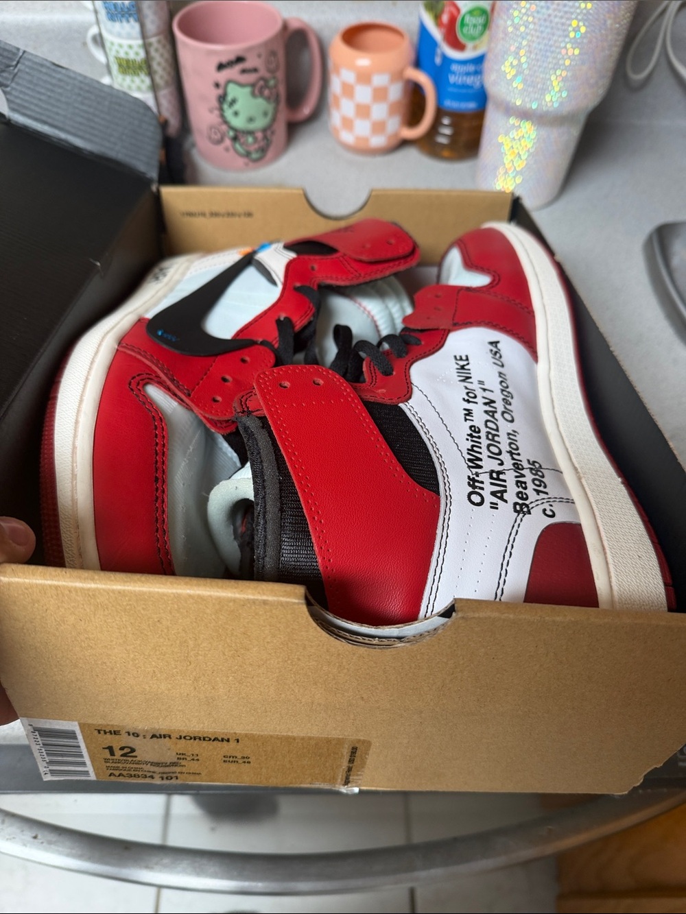 Off-White x Nike Air Jordan 1 High Top Sneakers - Red / White / Black